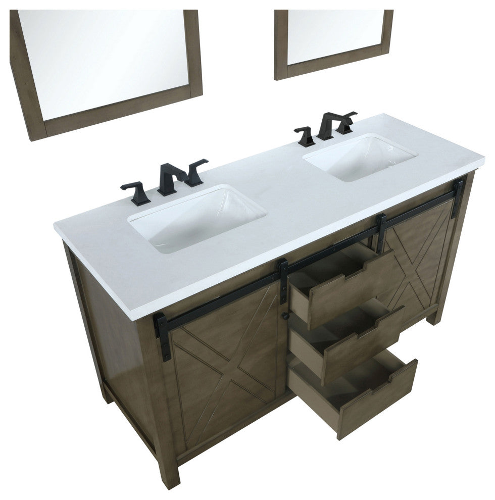 Marsyas Transitional Rustic Brown 60" Double Vanity Set