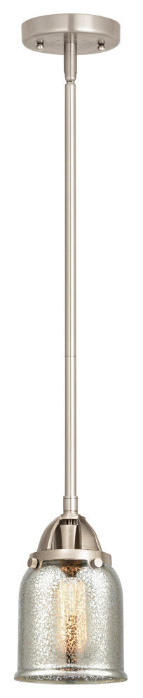 Small Bell Mini Pendant, Brushed Satin Nickel, Silver Plated Mercury
