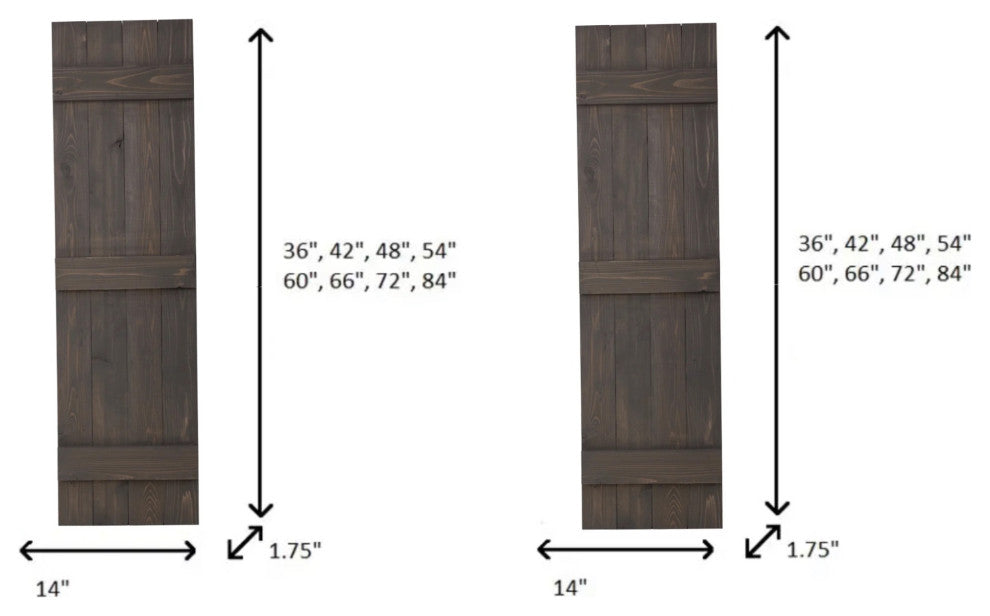 Traditional Board and Batten Exterior Shutters Pair, Stone Gray, 60