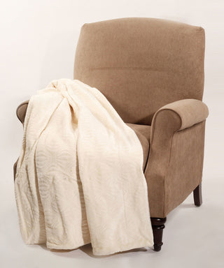 Flannel Fleece Embroidered Throw, Antique White