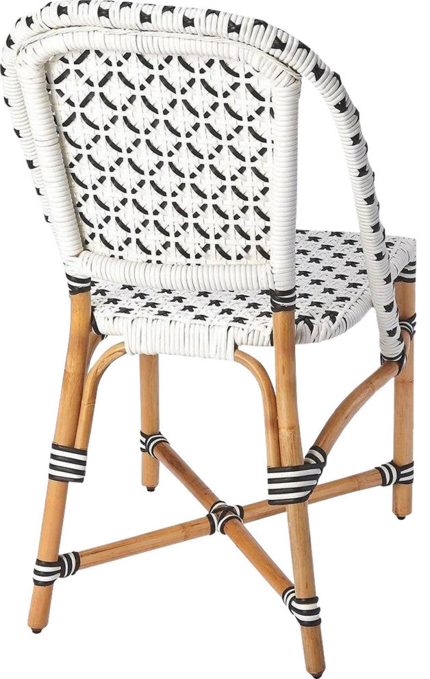 Modern White Rattan Side Chair Design