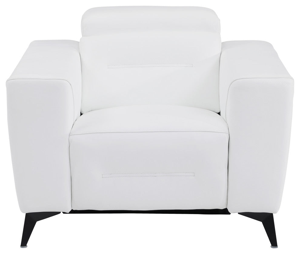 Arezzo Genuine Italian Leather Modern Chair, White
