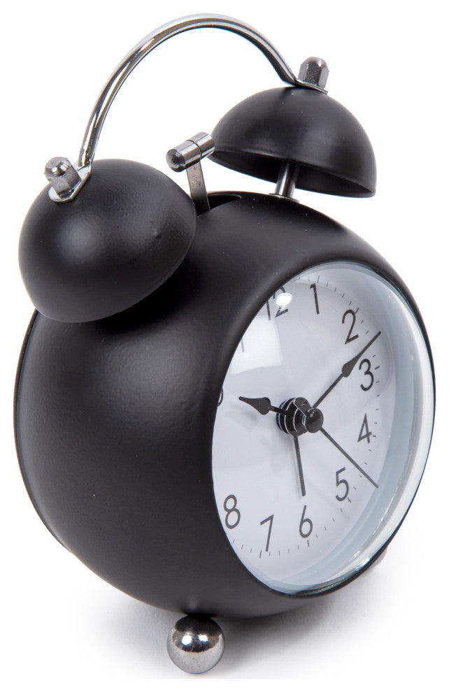 Classic Round Bell Alarm Clock, 3.5"x5.25", Black