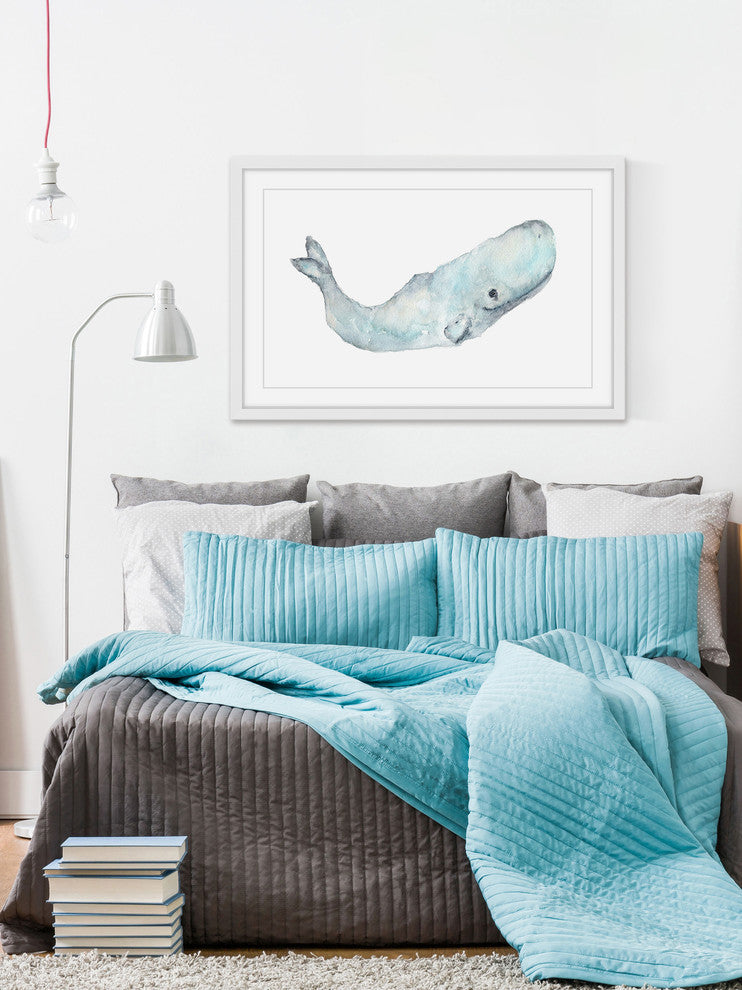 Marmont Hill, "Sperm Whale" by Thimble Sparrow Framed Painting Print, 18x12