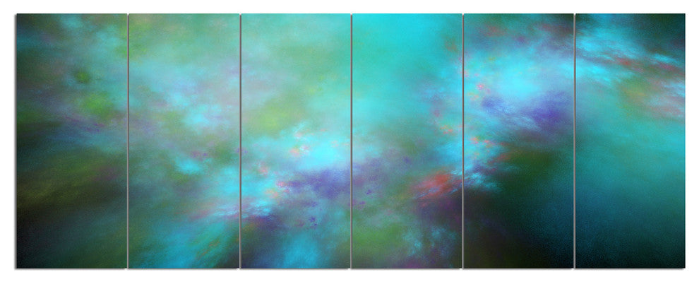 Perfect Blue Starry Sky, Abstract Canvas Wall Art, 70"x28", 6 Panels