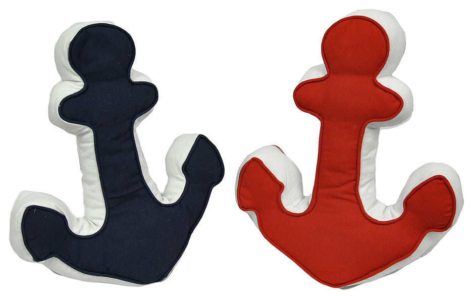 Red and Blue Anchor Shaped Decorative Throw Pillow Set