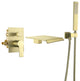 Wellfor Shower Faucet Set, Waterfall Tub Spout and Hand Shower, Brushed Gold