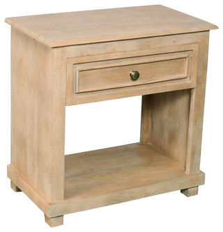 Jenna 1-Drawer Solid Wood Nightstand With Seadrift Beige Finish