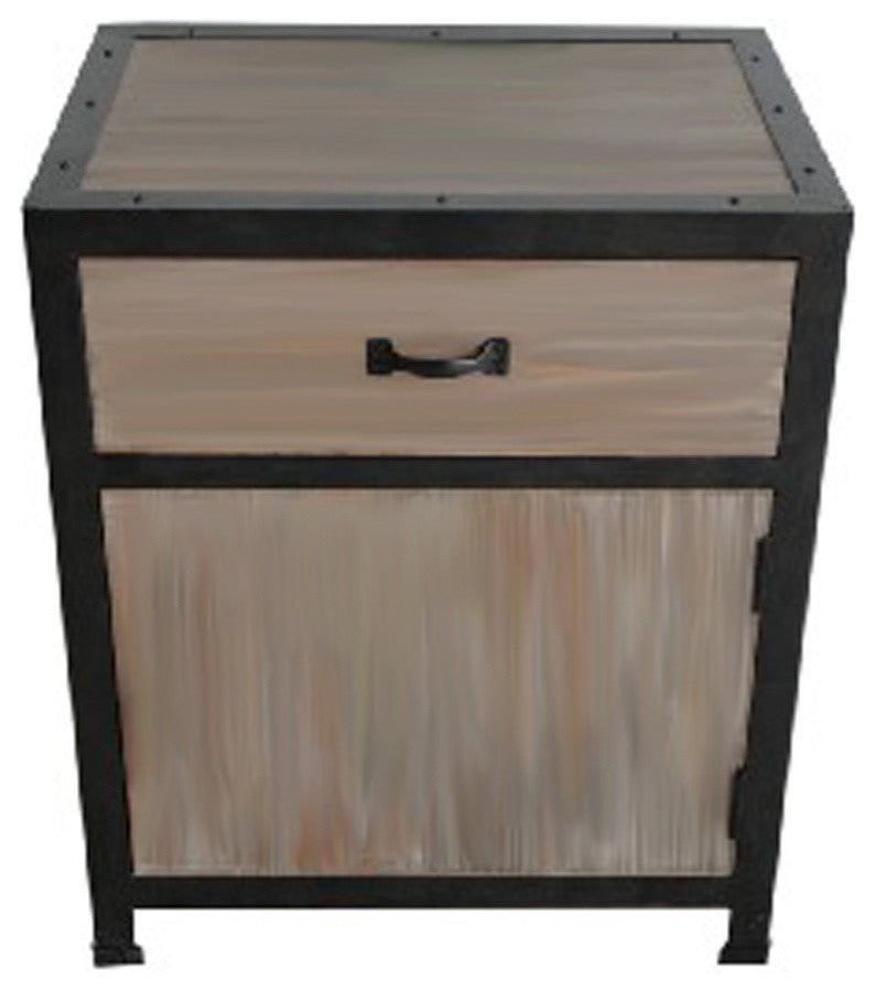 20" Brown Solid Wood End Table With Drawer
