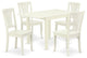 Dining Set 5 Pc- 4 Kitchen Chairs, Table, Linen White Hardwood Structure.