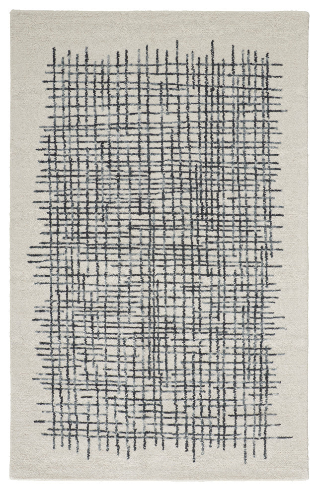 Weave & Wander Carrick Architectural Rug, Ivory/Charcoal, 5'x8'