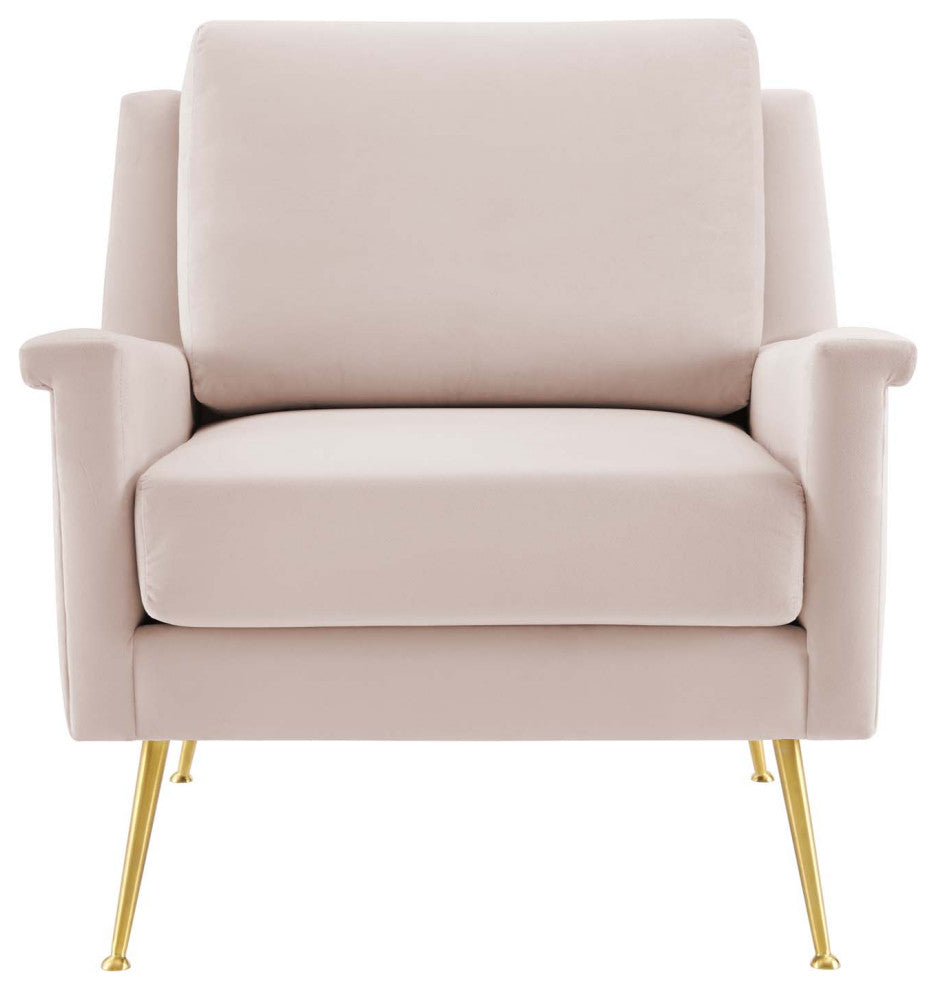 Armchair Accent Chair, Velvet, Gold Pink, Modern, Living Lounge Hospitality