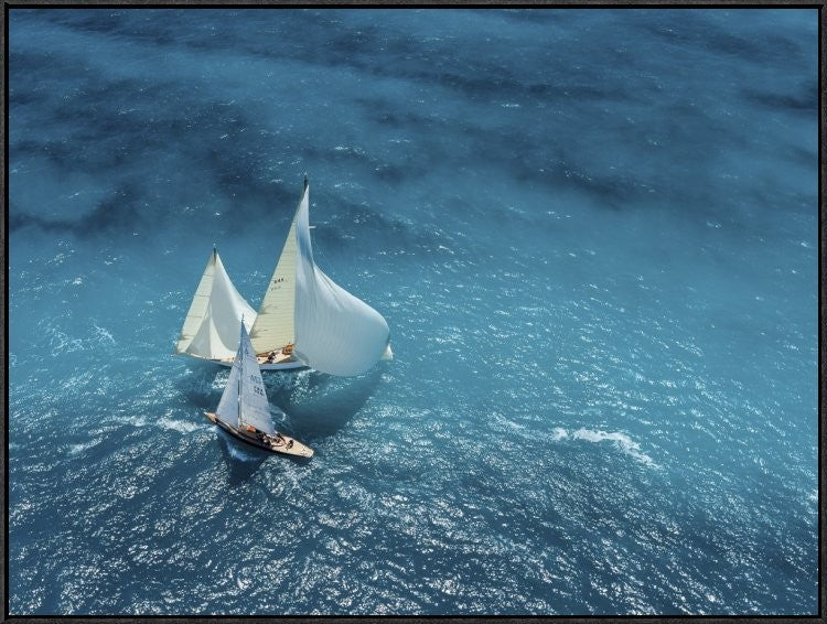 "Croisement Bleu" Framed Canvas Giclee by Marc Pelissier, 41x31"