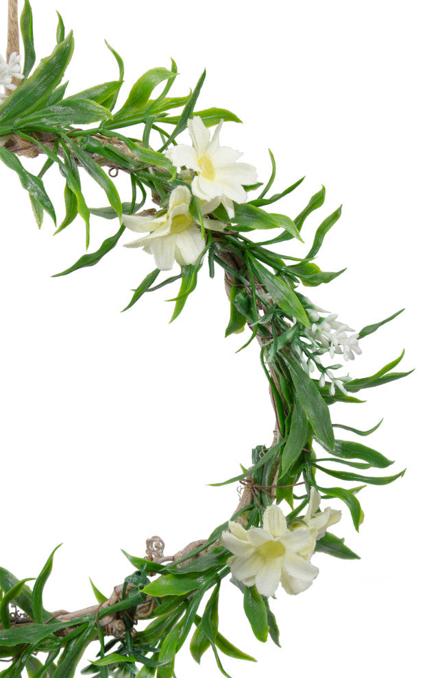 Mini Floral and Foliage Spring Wreath Yellow 9"