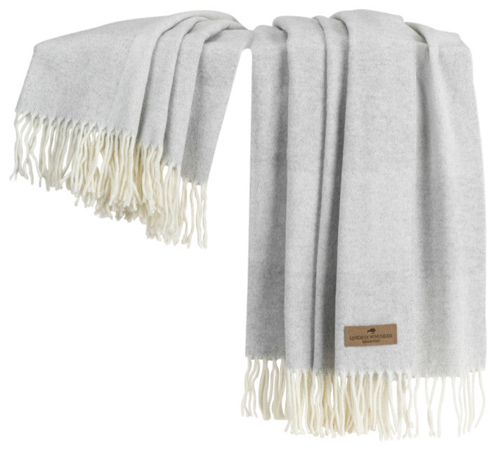 Hampton Plaid Italian Herringbone Throw, Silver