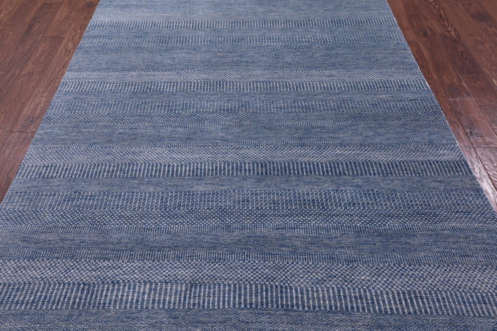 6' 1" X 9' 5" Savannah Grass Hand-Knotted Wool and Silk Rug Q11409