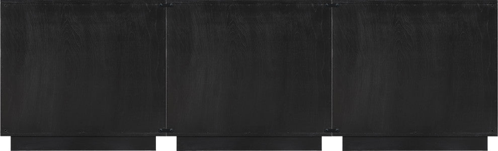 Navona Oak Veneer Sideboards / Buffet, Black, 3pc