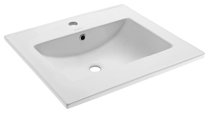 Ceramic Vanity Top 24" With Single Faucet Hole, Glossy White