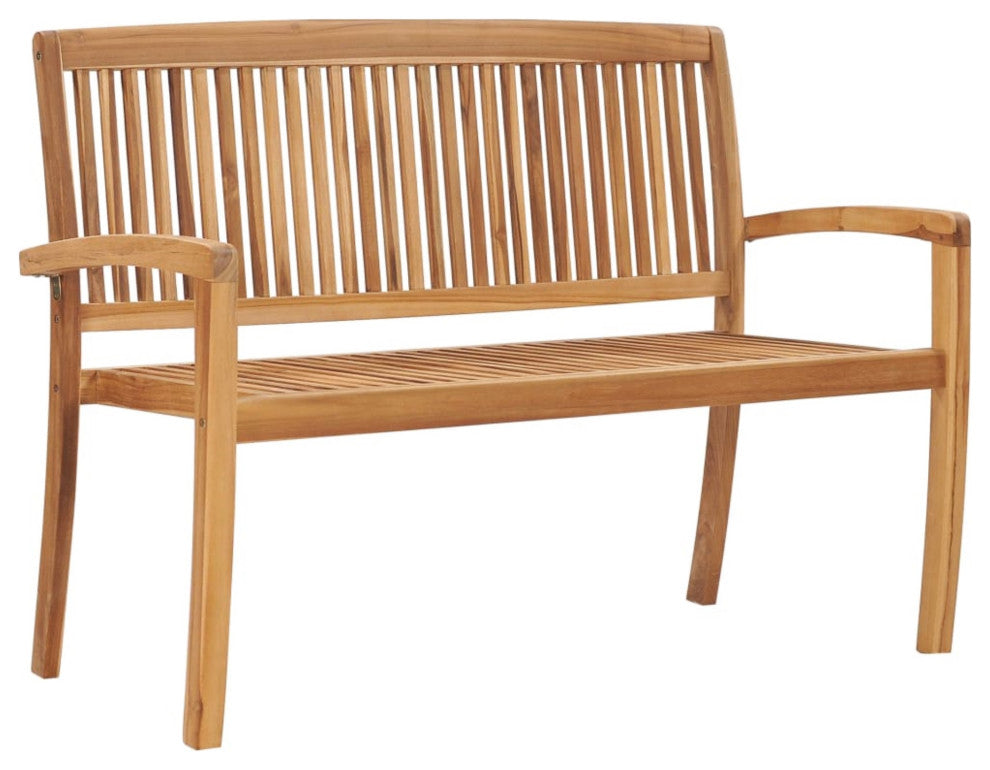 Vidaxl Stacking Garden Bench With Cushion 50.6" Solid Teak Wood