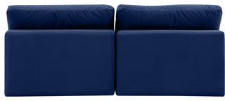 Comfy Upholstered Modular Sofa, Navy, 2-Piece: 2 Armless Chair, Velvet