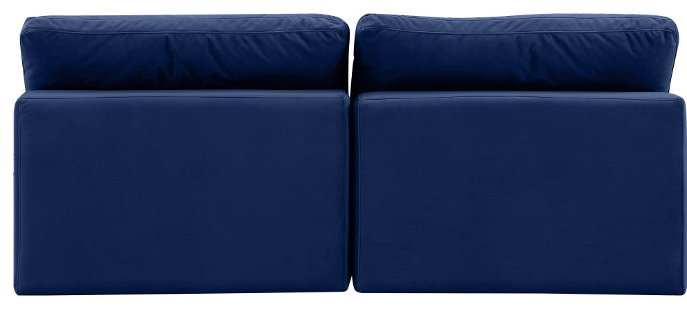 Comfy Upholstered Modular Sofa, Navy, 2-Piece: 2 Armless Chair, Velvet