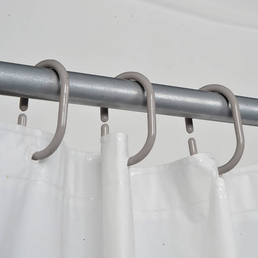 Shower Curtain Rings Plastic Hooks Solid or Clear Colors Set of 12, Solid Pearly Gray