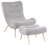 Cloud Chair, Natural Wood, Gray Sherpa