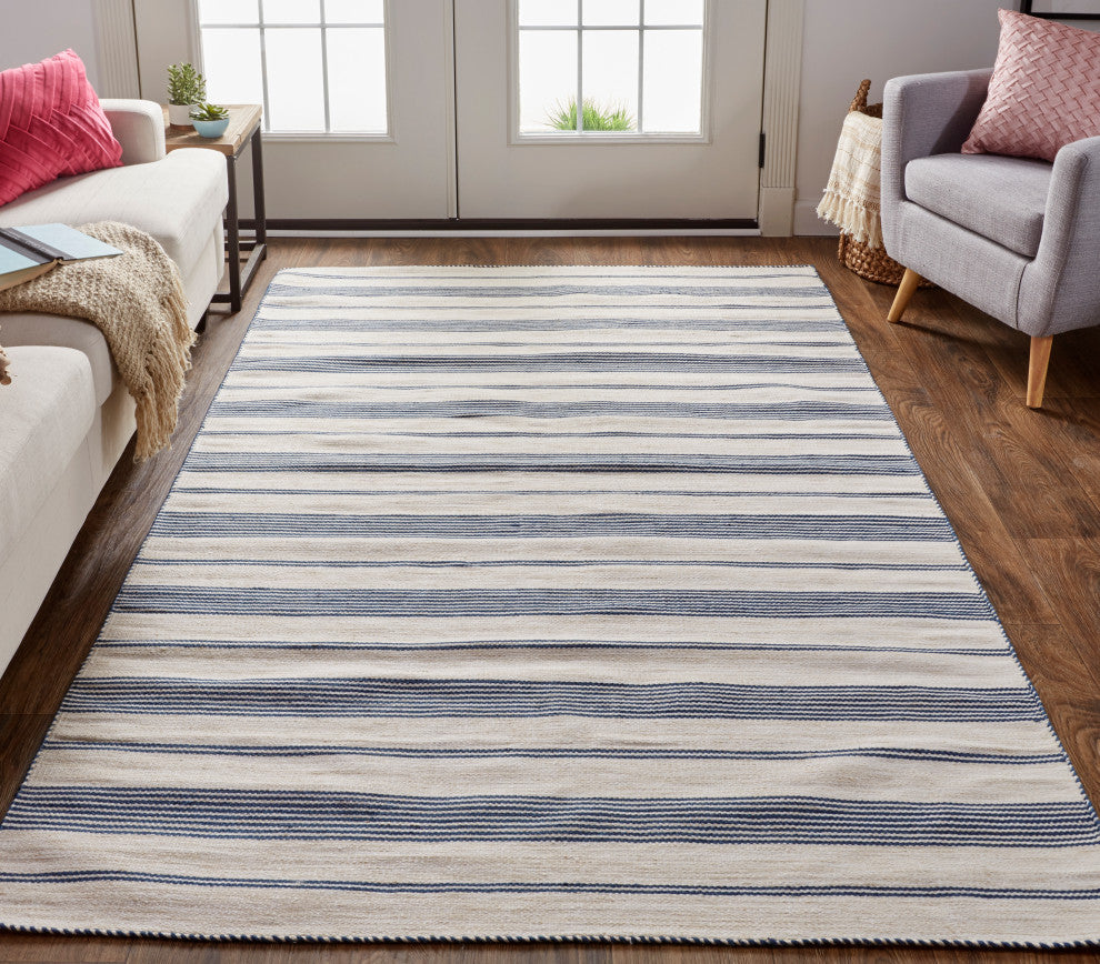 Weave & Wander Granberg Eco-Friendly PET Rug, Navy, 5' X 8'