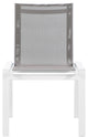 Nizuc Outdoor Armless Dining Chair (Set of 2), Gray Fabric, White Frame