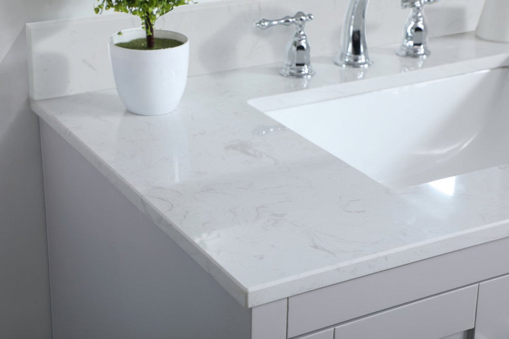 Mia 36" Single Bathroom Vanity, Gray With Backsplash