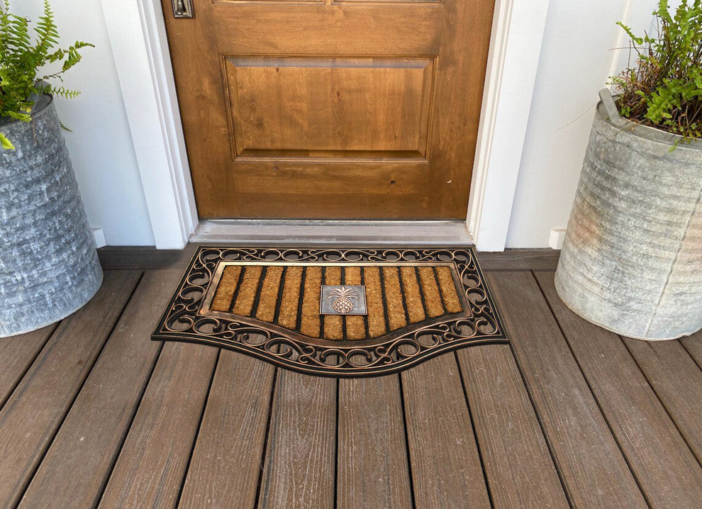 A1HC First Impression Natural Copper Finish Rubber and Coir Brush Mat, 30"x18"
