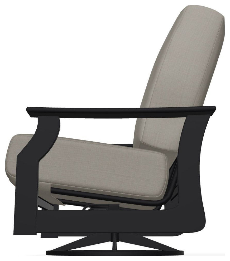 St. Catherine Deep Seat Outdoor Swivel Rocker, Stone Linen/Black