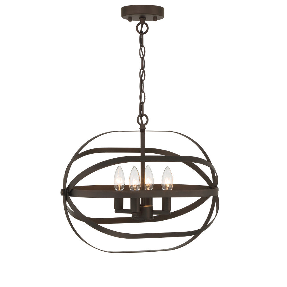 4-Light Unique/Statement Chandelier, Oil Rubbed Bronze