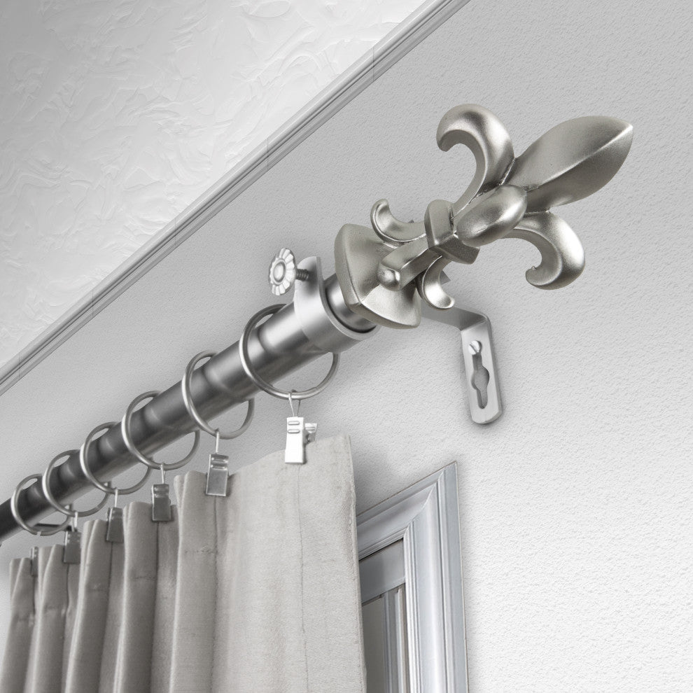 Silas 1" Diameter Curtain Rod, Satin Nickel, 66-120"