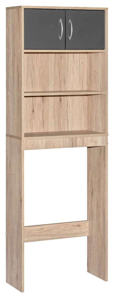 Better Home Products Ace Over-The-Toilet Storage Rack In Natural Oak & Dark Gray