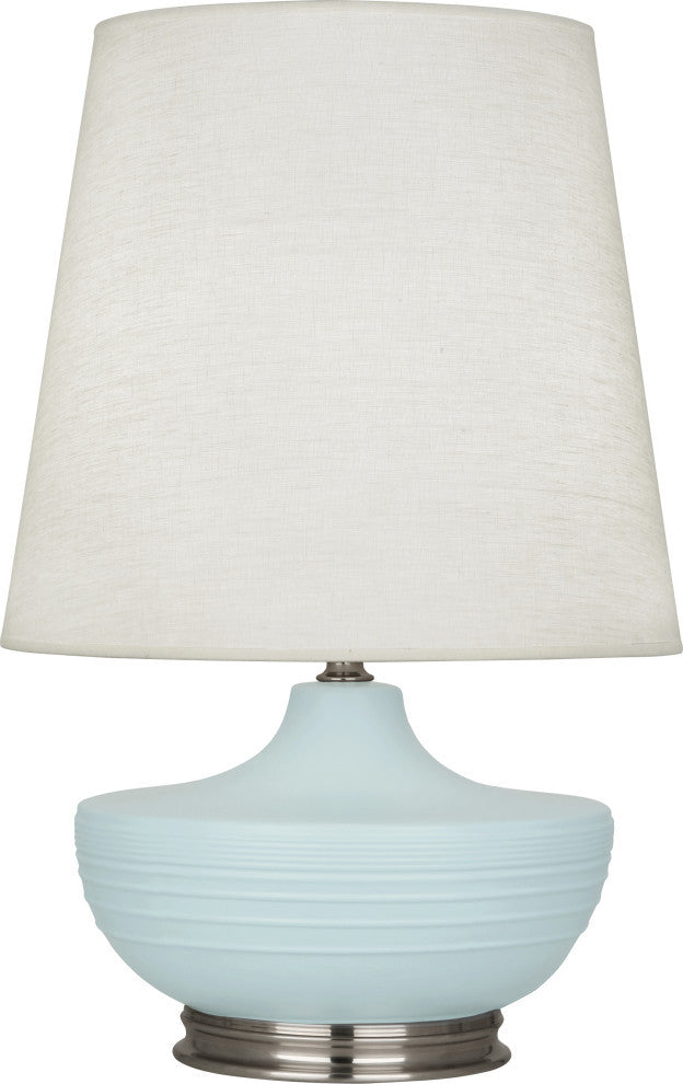 Michael Berman Nolan Table Lamp, Matte Sky Blue With Dark Antique Nickel