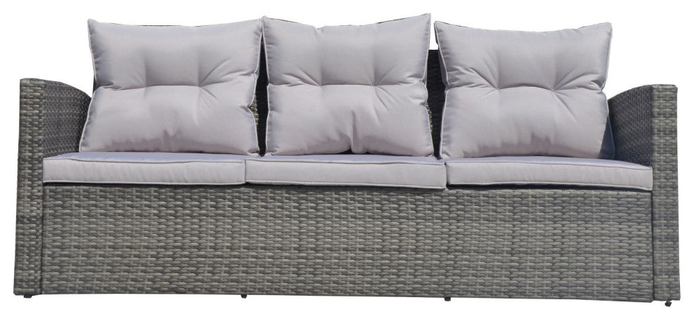 Patio 6-Piece Wicker Sofa Conversation Set With Cushions, Gray
