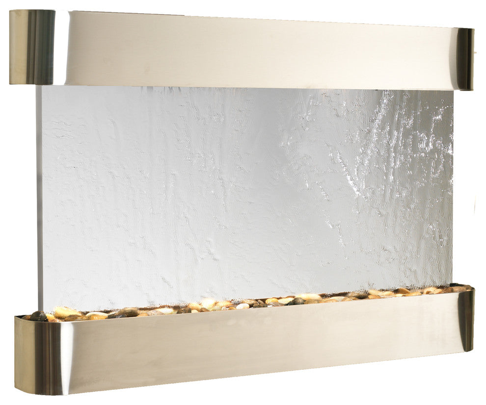 Sunrise Springs water fountain, Silver Mirror, Stainless Steel, Round