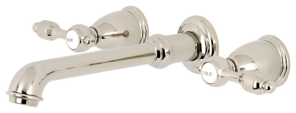 Kingston Brass Two-Handle Wall Mount Bathroom Faucet, Polished Nickel