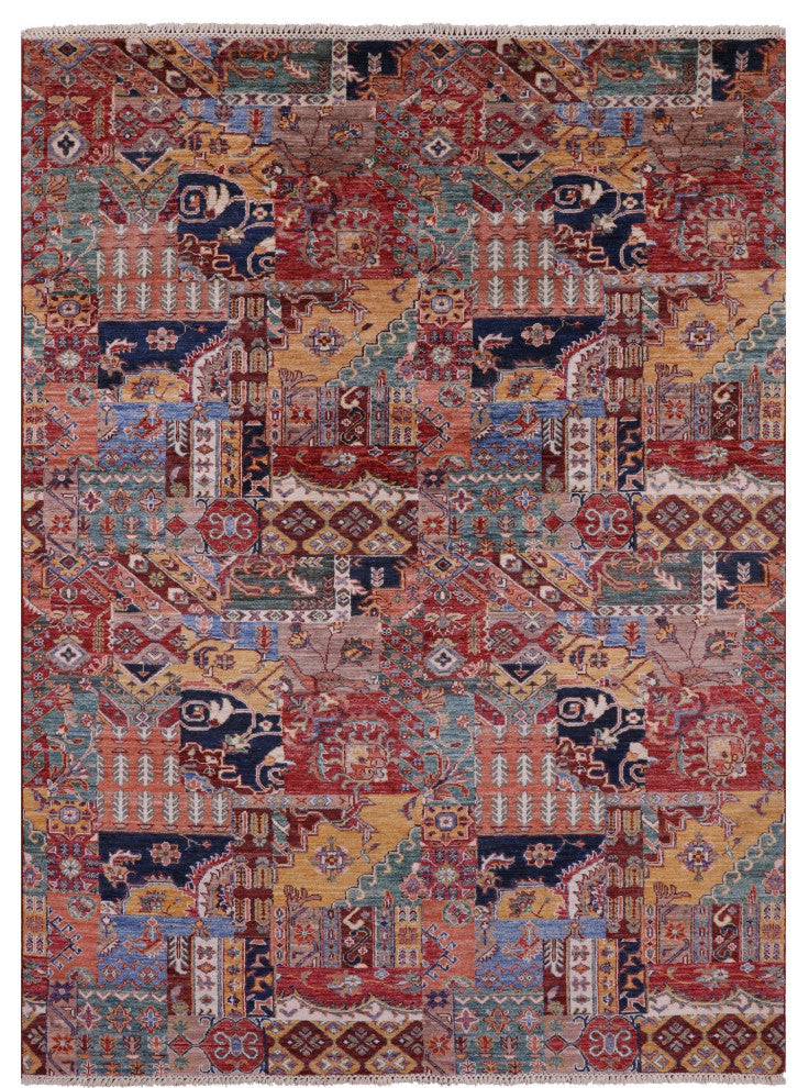 5' 8" X 7' 9" Hand Knotted Super Kazak Wool Rug Q10033