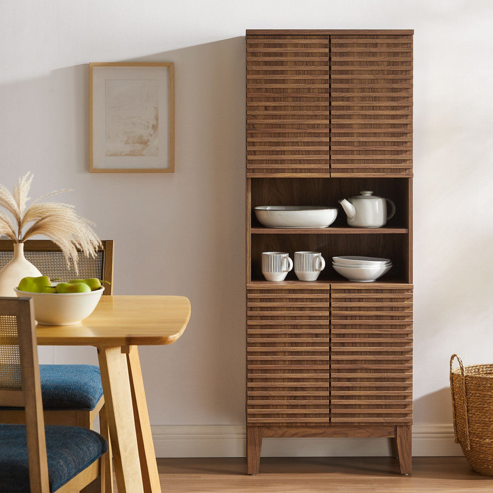 Render Tall Bathroom Storage Cabinet, Walnut