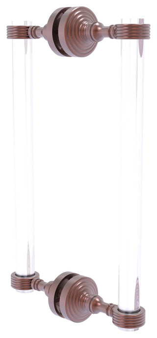 Pacific Grove 12" Groovy Accent Back to Back Shower Door Pull, Antique Copper