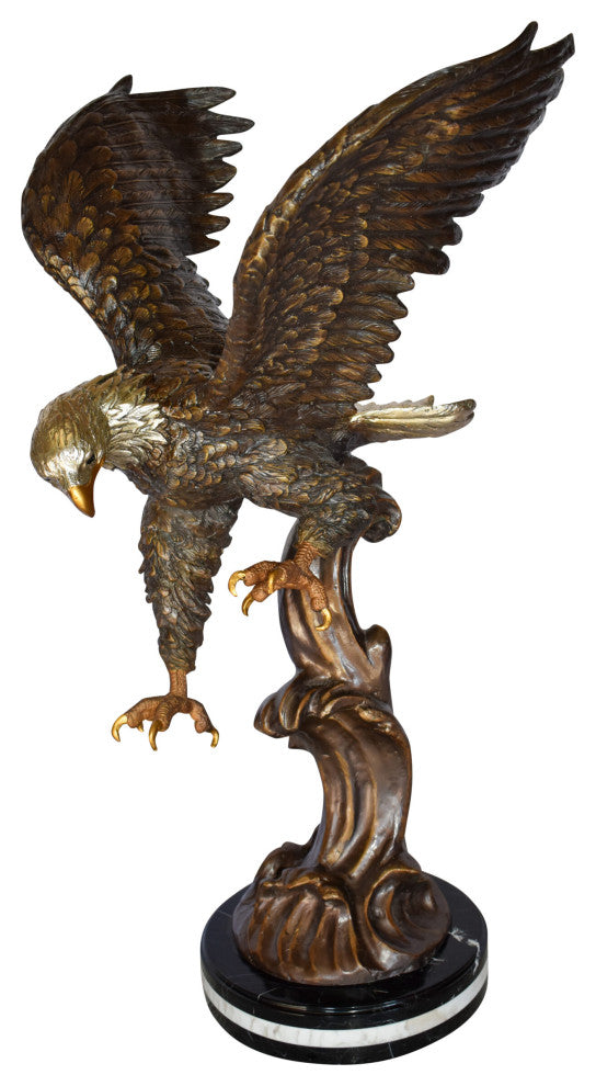 Eagle In Action Searching the Ocean for Prey Bronze Statue  21" x 18" x 35"H