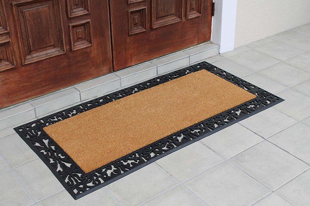 Rubber And Coir, 30"x60", Extra Large Size Doormat, Black/Beige