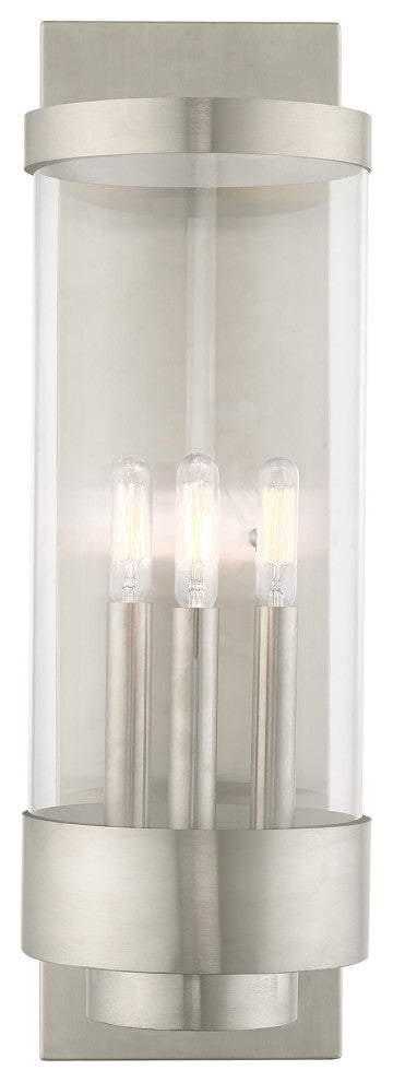 Livex Lighting Hillcrest 3 Light Brushed Nickel Large Outdoor Wall Lantern