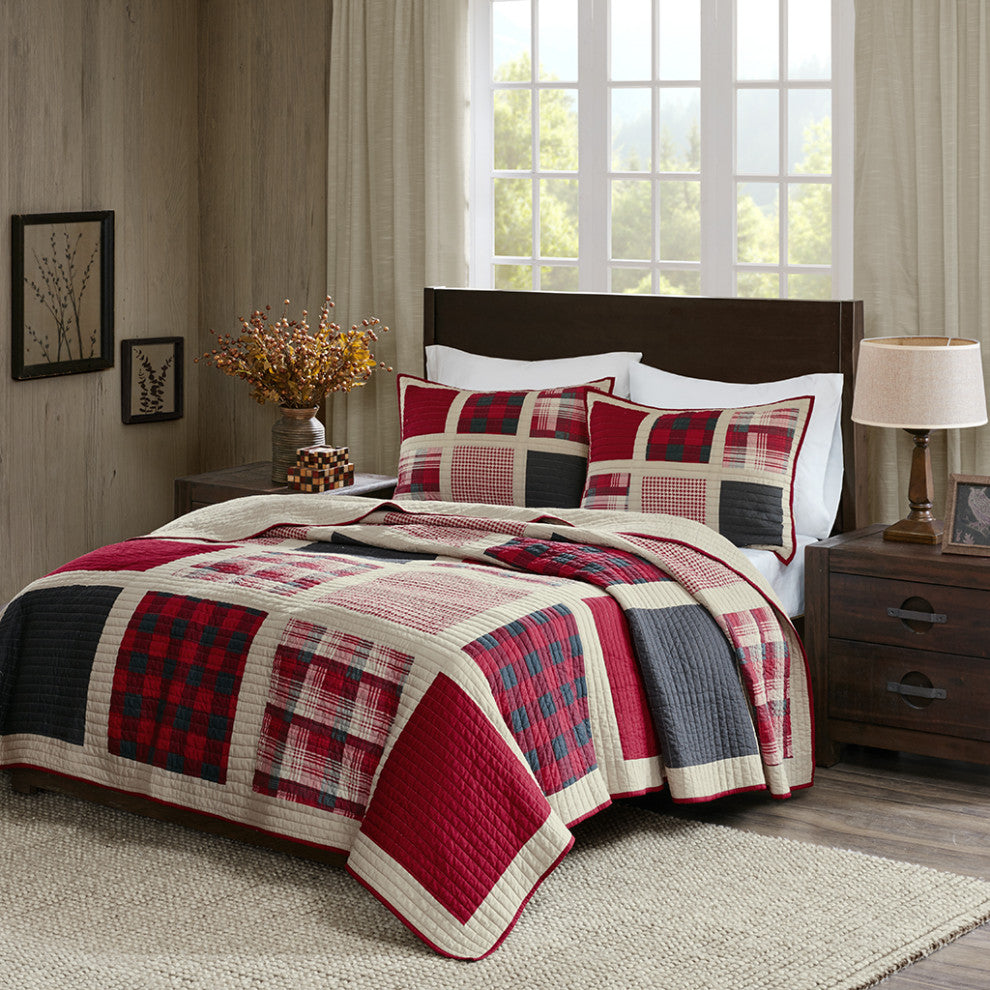 Woolrich Huntington 100% Cotton Oversized Quilt Mini Set, Red