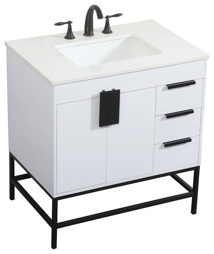 Home Living 22" Modern White-Light Bathroom Vanity