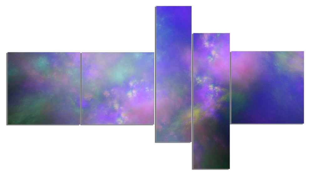 Perfect Purple Starry Sky, Abstract Canvas Wall Art, 60"x32", 5 panels