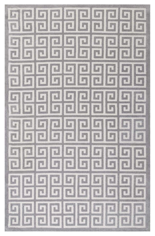 White and Light Gray Freydis Greek Key 8x10 Area Rug