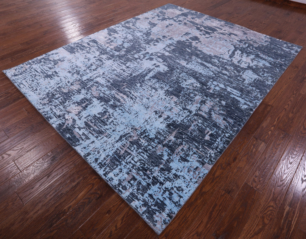 7' 11" X 10' 3" Abstract Hand Knotted Wool & Silk Rug - Q15803